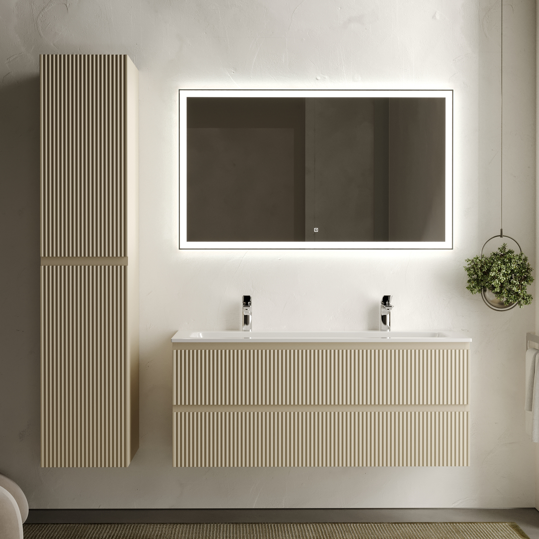 Мебель для ванной комнаты Sancos Snob R 120 см, beige soft, раковина CN7016