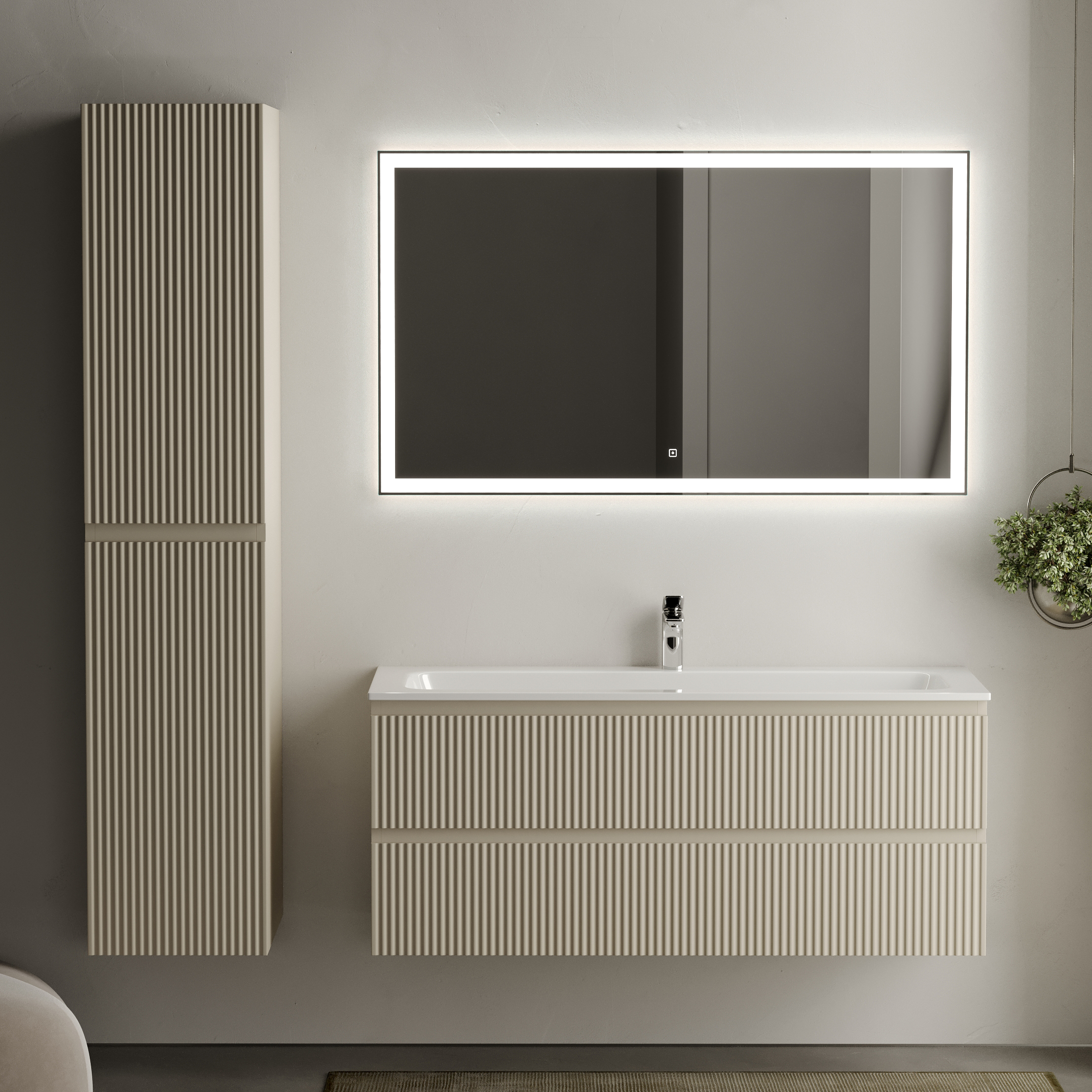 Мебель для ванной комнаты Sancos Snob R 120 см, beige soft, раковина CN7017