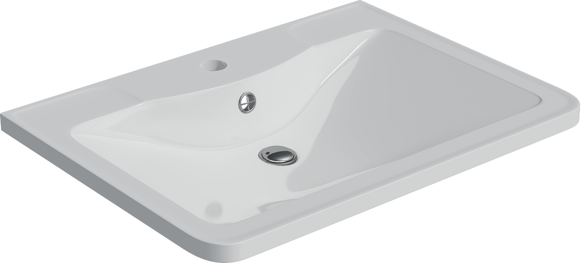 Мебельная раковина Madera Adel 60 накладная, глянцевая белая, прямоугольная, искусственный мрамор