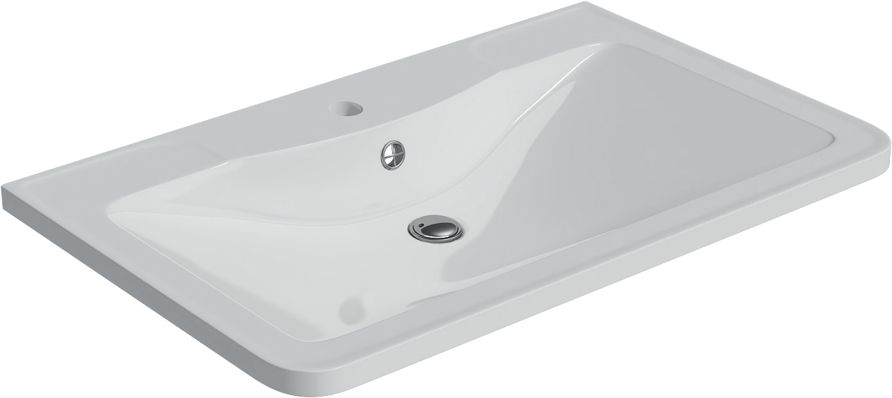 Мебельная раковина Madera Adel 70 накладная, глянцевая белая, прямоугольная, искусственный мрамор