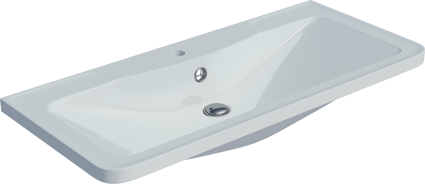 Мебельная раковина Madera Adel 90 накладная, глянцевая белая, прямоугольная, искусственный мрамор