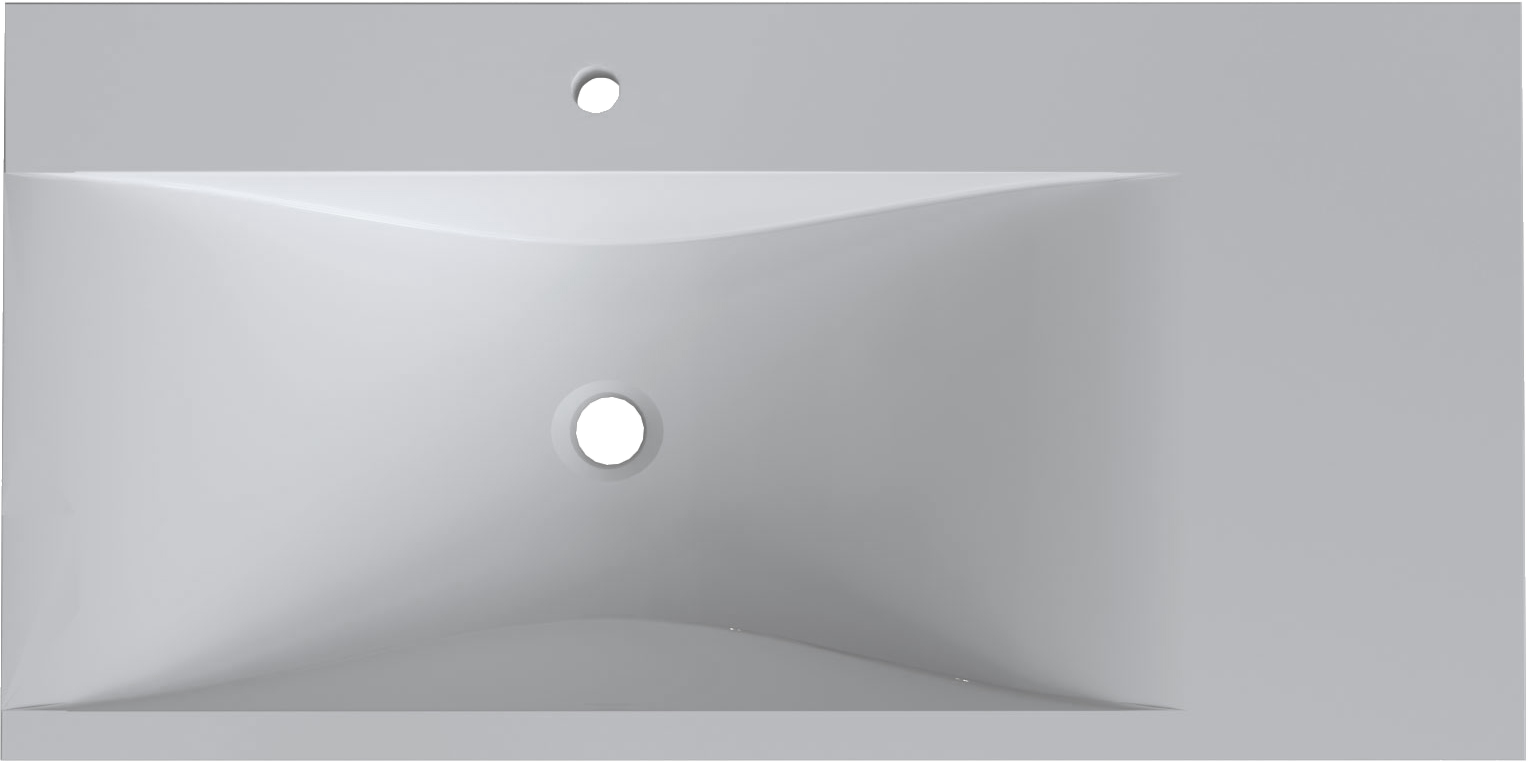 Мебельная раковина Madera Pulsus 90 L накладная, глянцевая белая, прямоугольная, искусственный мрамор