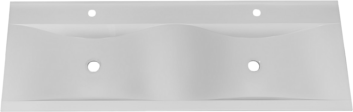 Мебельная раковина Madera Pulsus 140 накладная, для двоих, глянцевая белая, с 2 отверстиями под смеситель, прямоугольная, искусственный мрамор