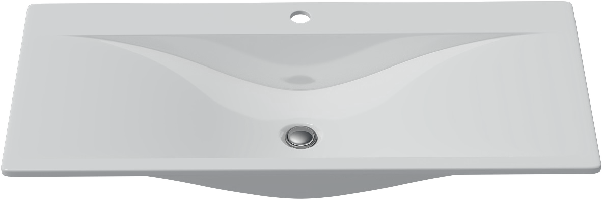 Мебельная раковина Madera Pulsus 102 накладная, глянцевая белая, прямоугольная, искусственный мрамор