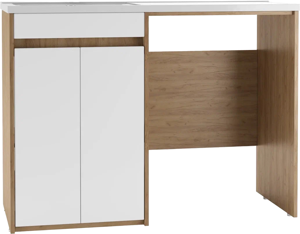 Тумба под раковину без столешницы Домино Domino 120, дуб вотан, белый