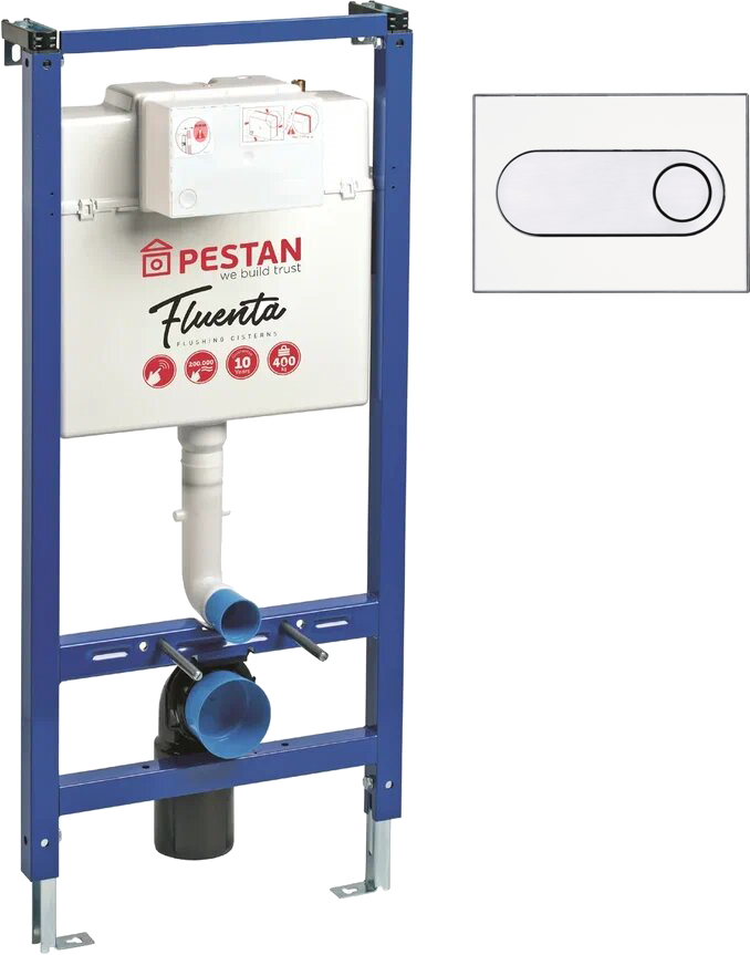 Система инсталляции для унитазов Pestan Fluenta 40006356 + Кнопка смыва Pestan Fluenta Onyx 40006363 белая
