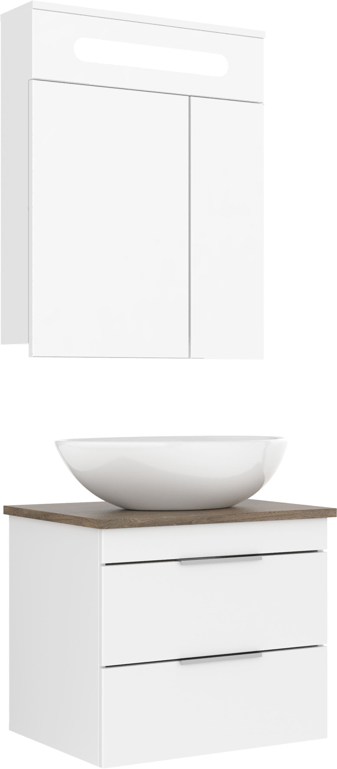 Мебель для ванной комнаты STWORKI Копенгаген 60 белая, с раковиной STWORKI Moduo 55 Leaf