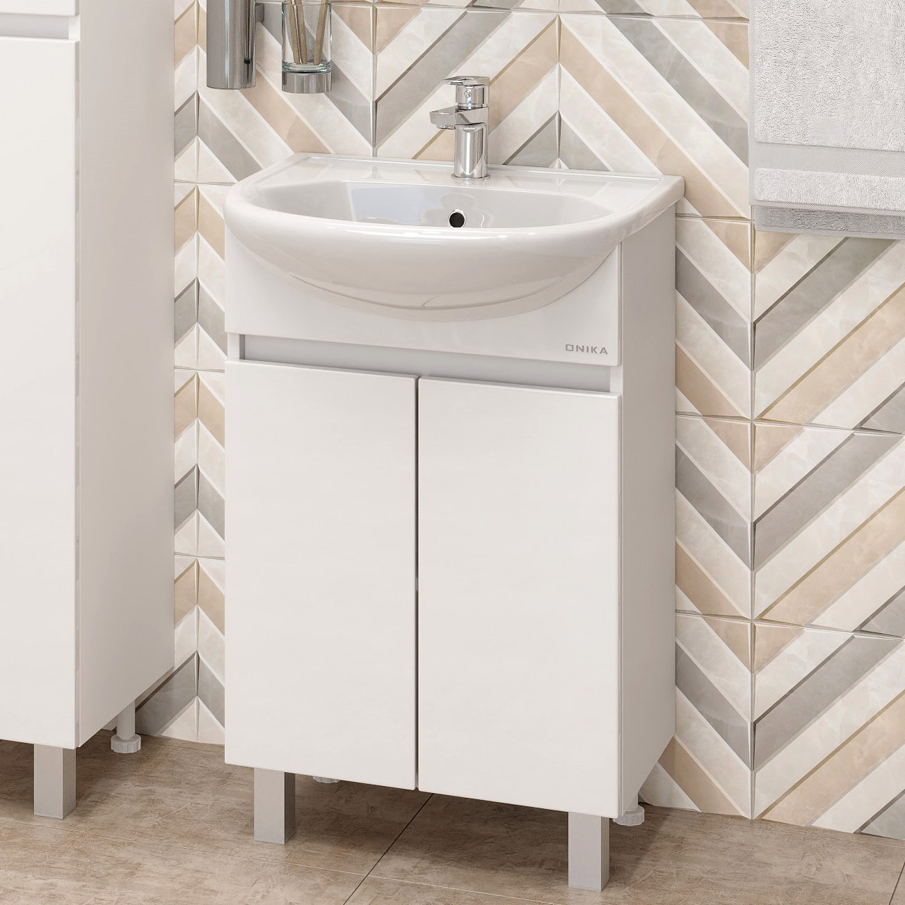 Тумба с раковиной Onika Милтон 50 напольная, белая