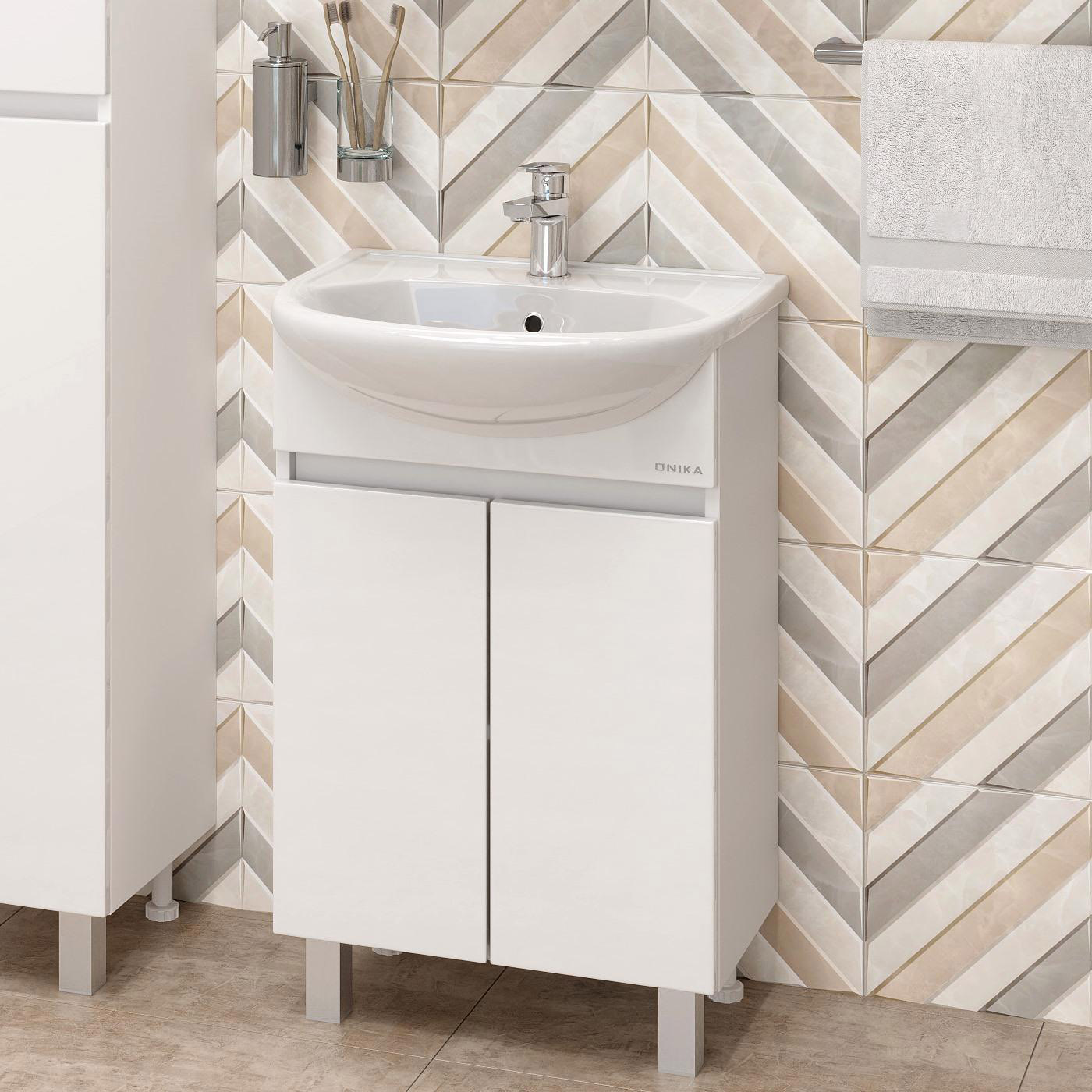 Тумба с раковиной Onika Милтон 55 напольная, белая