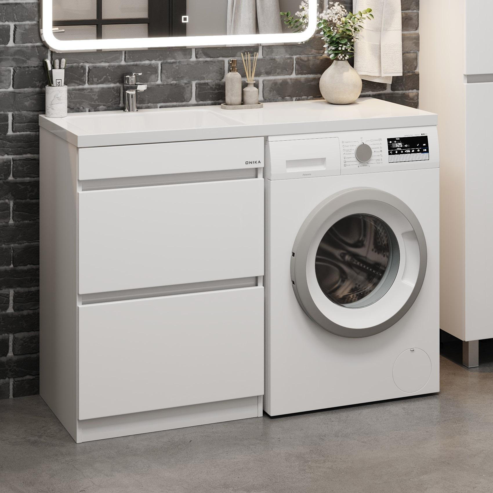 Тумба с раковиной Onika Милтон 58, с ящиками, под стиральную машину, L