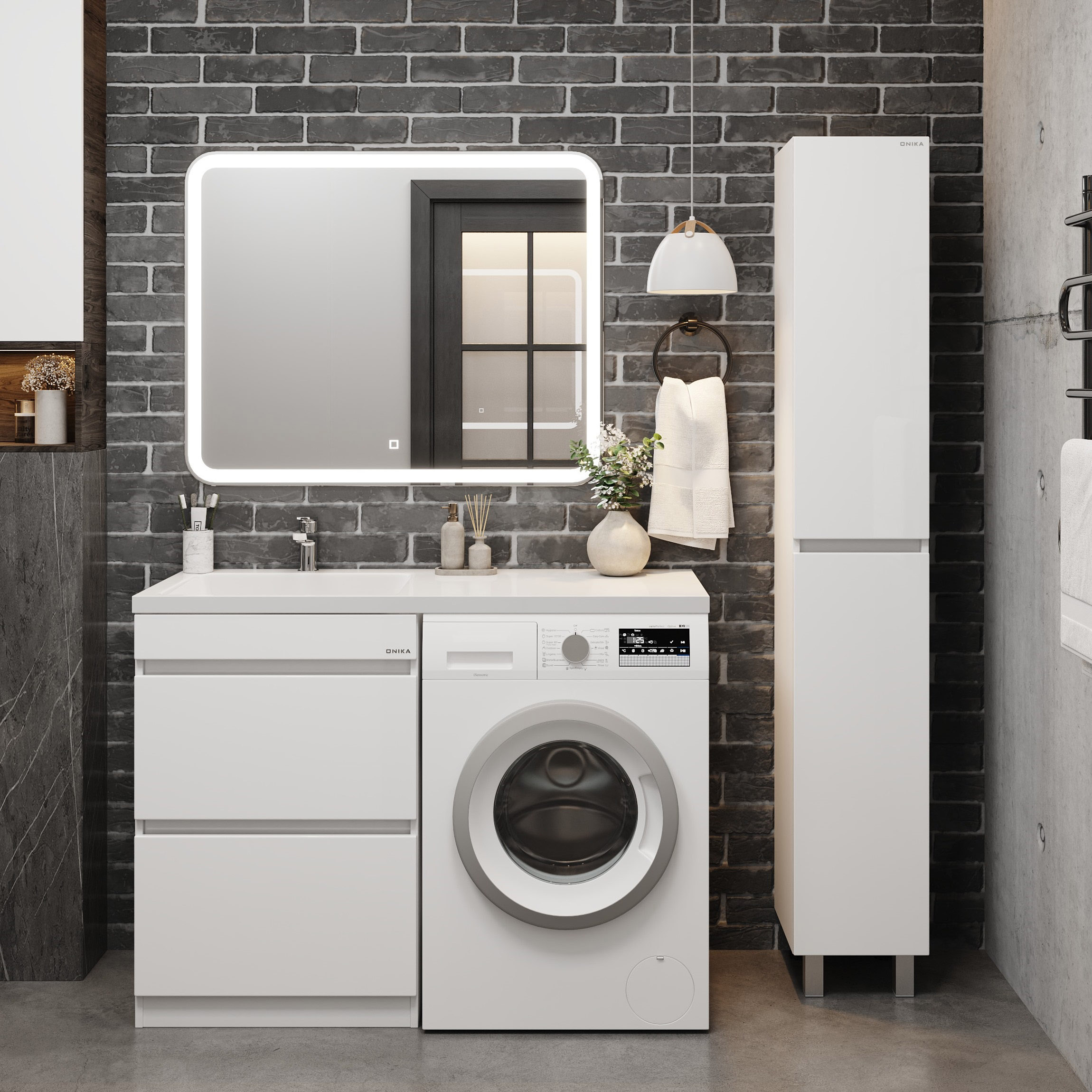 Мебель для ванной комнаты Onika Милтон 58, с ящиками, под стиральную машину, L