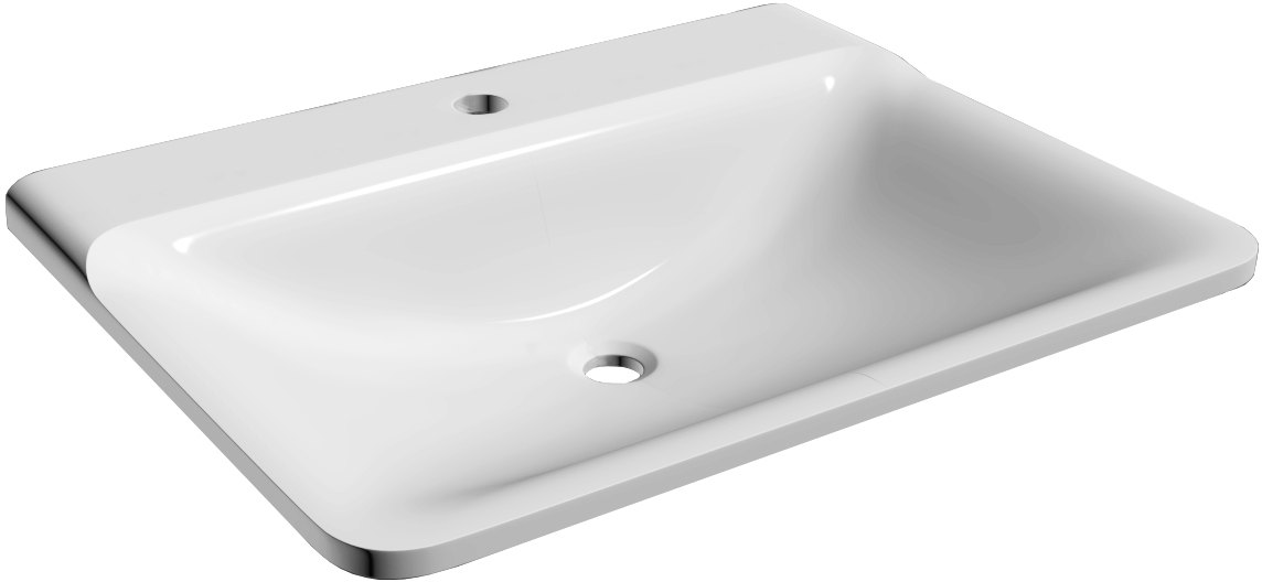 Мебельная раковина Madera 60 накладная, глянцевая белая, прямоугольная, искусственный мрамор