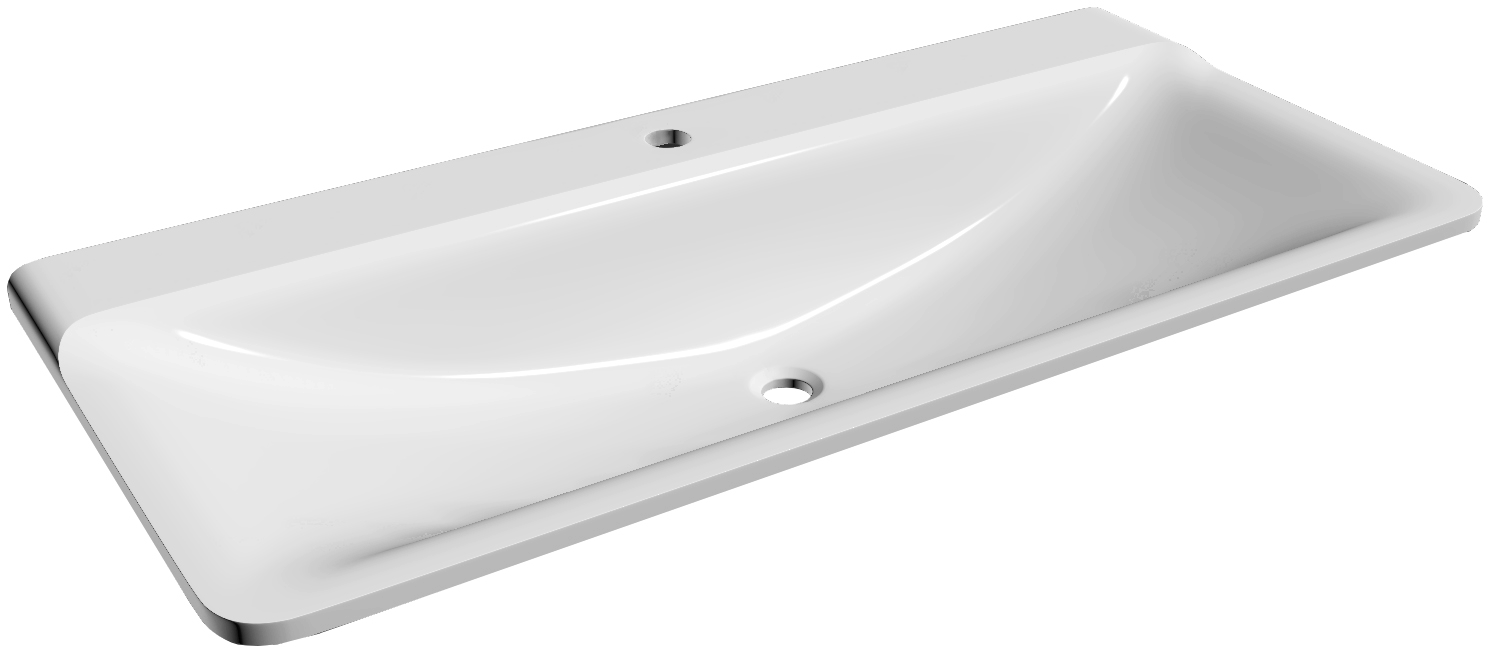 Мебельная раковина Madera 100 накладная, глянцевая белая, прямоугольная, искусственный мрамор