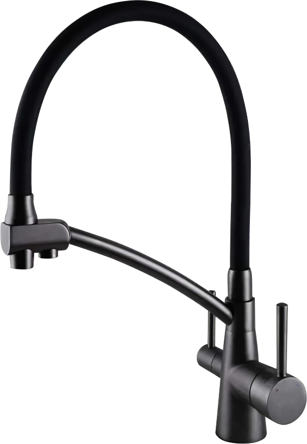 Смеситель для кухни Gappo G4398-19 с гибким изливом, оружейная сталь