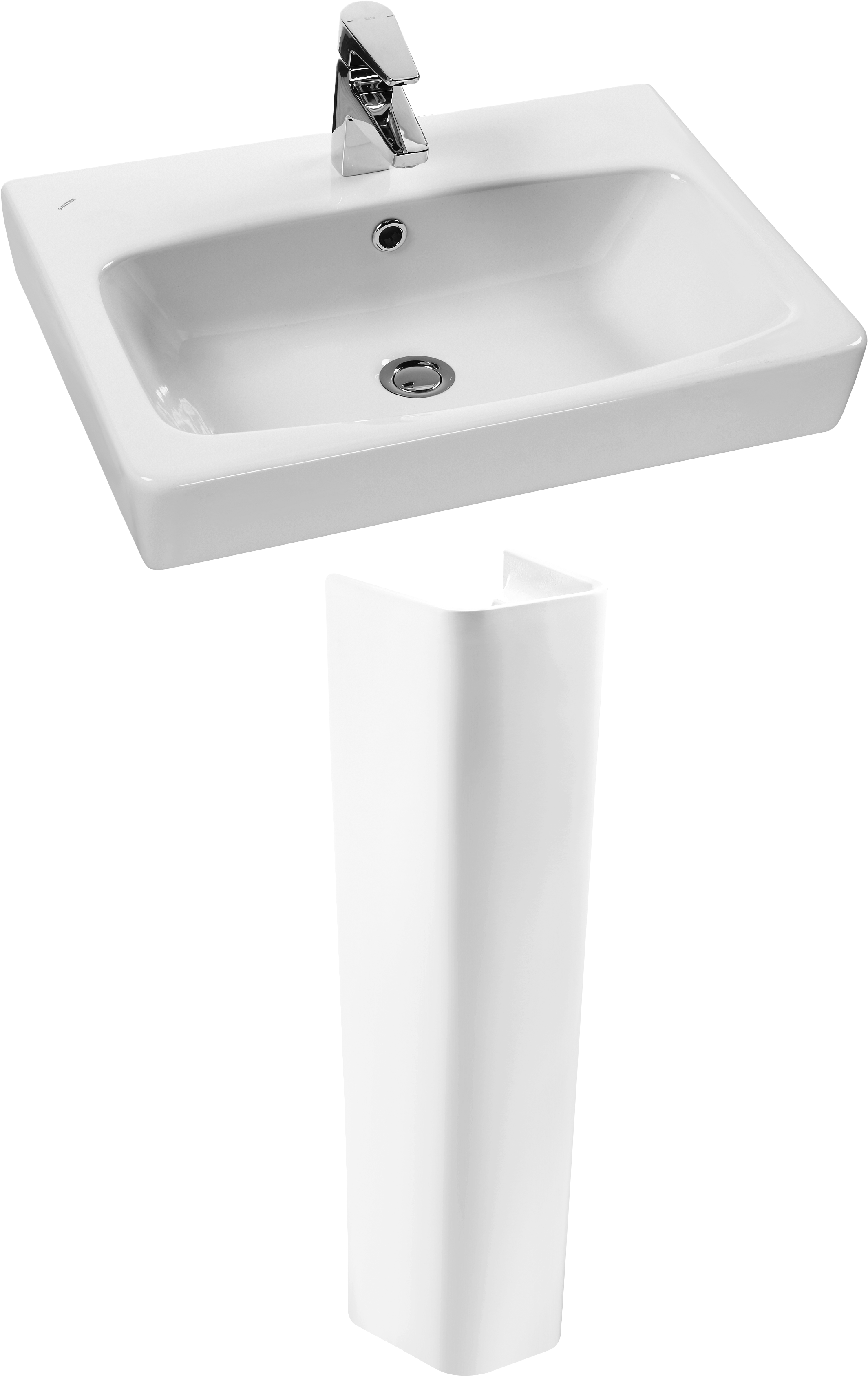 Комплект 2 в 1 Раковина Santek Нео 55 глянцевая белая + Пьедестал 1.WH30.2.182 глянцевый белый