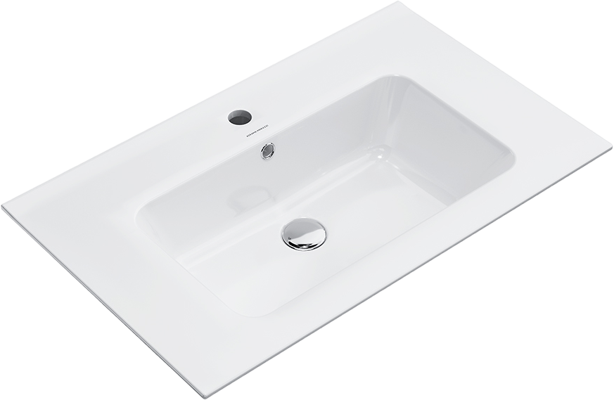 Мебельная раковина KERAMA MARAZZI Piano 76 накладная, глянцевая белая, прямоугольная, фаянс