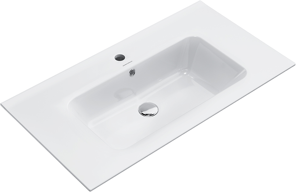 Мебельная раковина KERAMA MARAZZI Piano 85 накладная, глянцевая белая, прямоугольная, фаянс