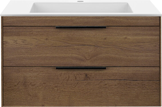 Тумба под раковину без столешницы Vincea Chiara 2D 80, подвесная, 2 ящика, дуб табак