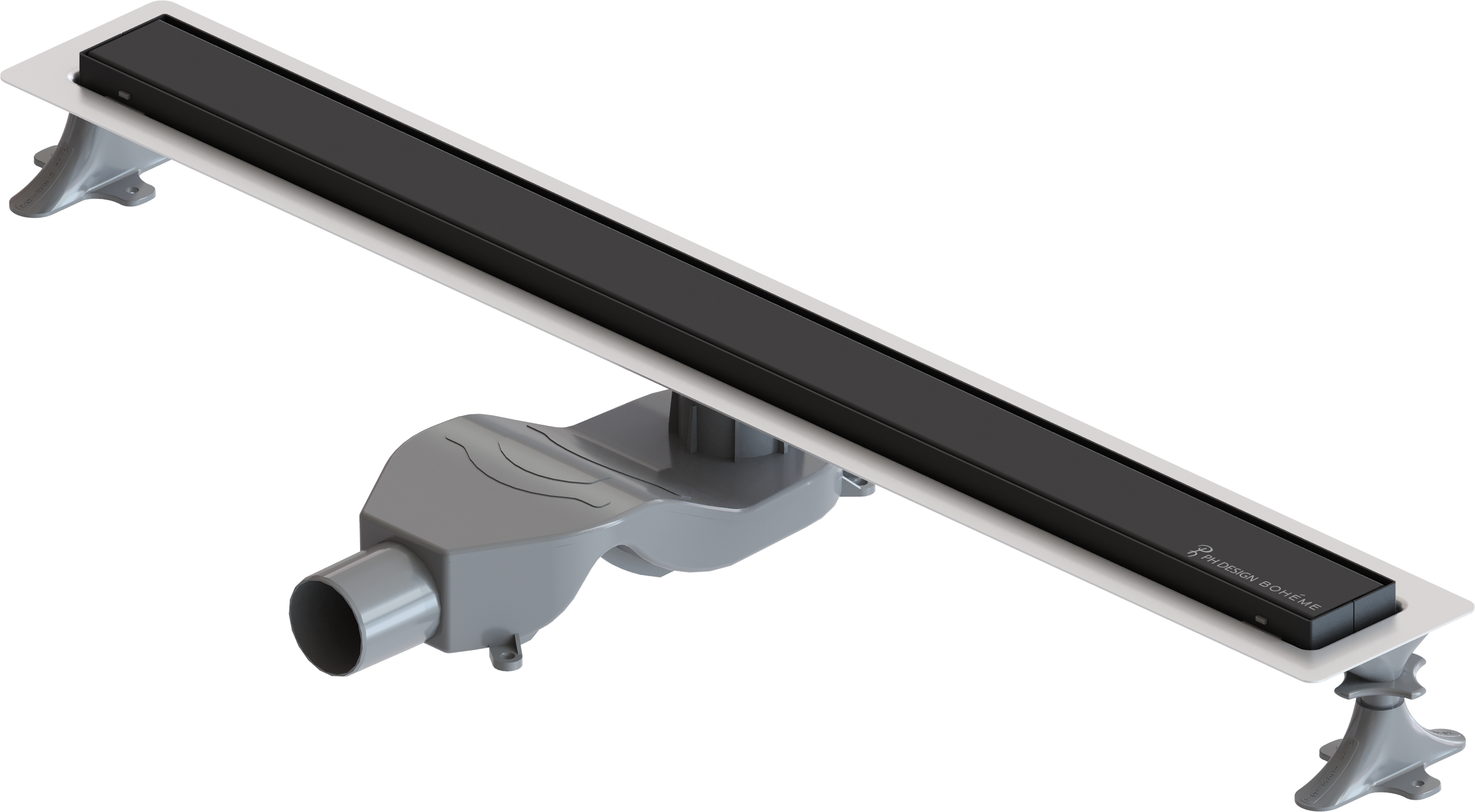 Душевой трап (лоток) Boheme Premium Linear 982-60-B 60 см, решетка черная, с сифоном