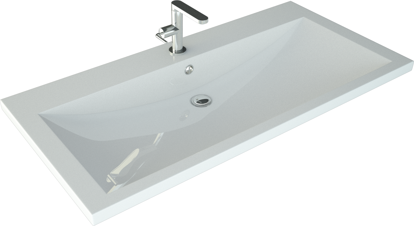 Мебельная раковина Madera Alice 90 накладная, глянцевая белая, прямоугольная, искусственный мрамор