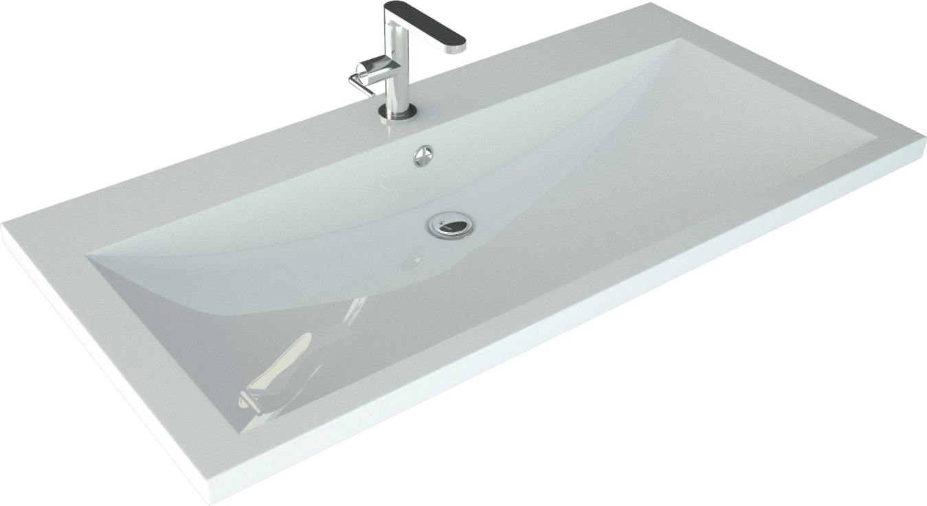 Мебельная раковина Madera Alice 100 накладная, глянцевая белая, прямоугольная, искусственный мрамор