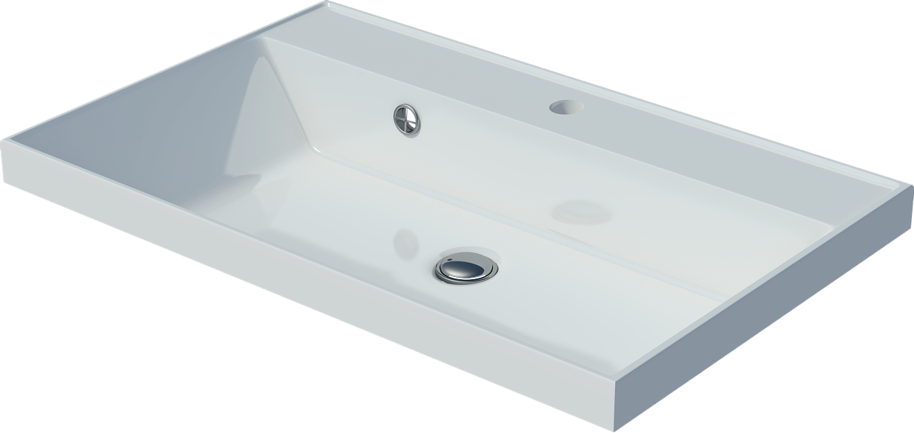 Мебельная раковина Madera Classica 70 накладная, глянцевая белая, прямоугольная, искусственный мрамор