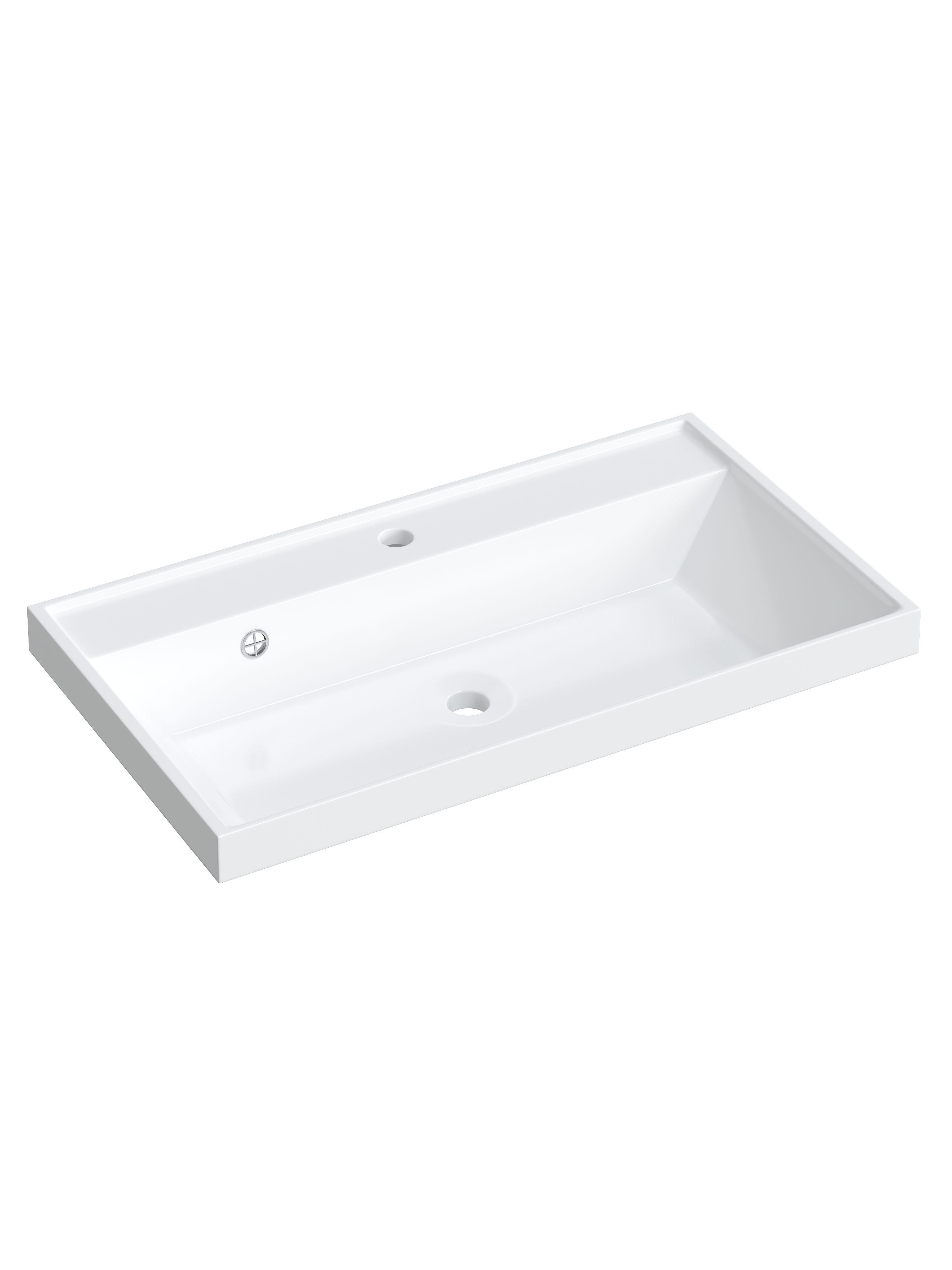 Мебельная раковина Madera Classica 80 накладная, глянцевая белая, прямоугольная, искусственный мрамор