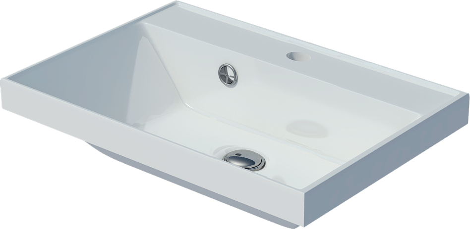 Мебельная раковина Madera Classica 50 накладная, глянцевая белая, прямоугольная, искусственный мрамор