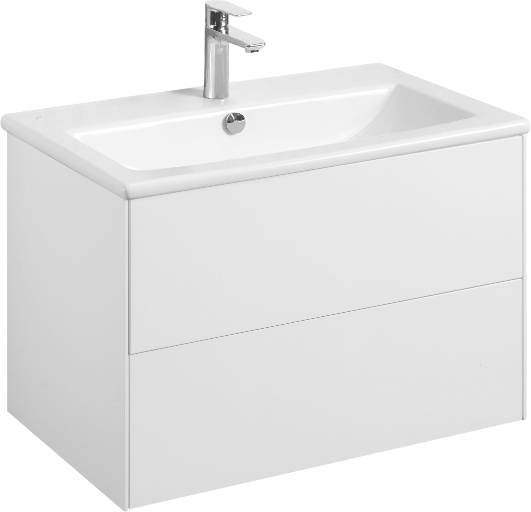 Тумба под раковину без столешницы AQUATON Сохо 75 подвесная, белая глянцевая