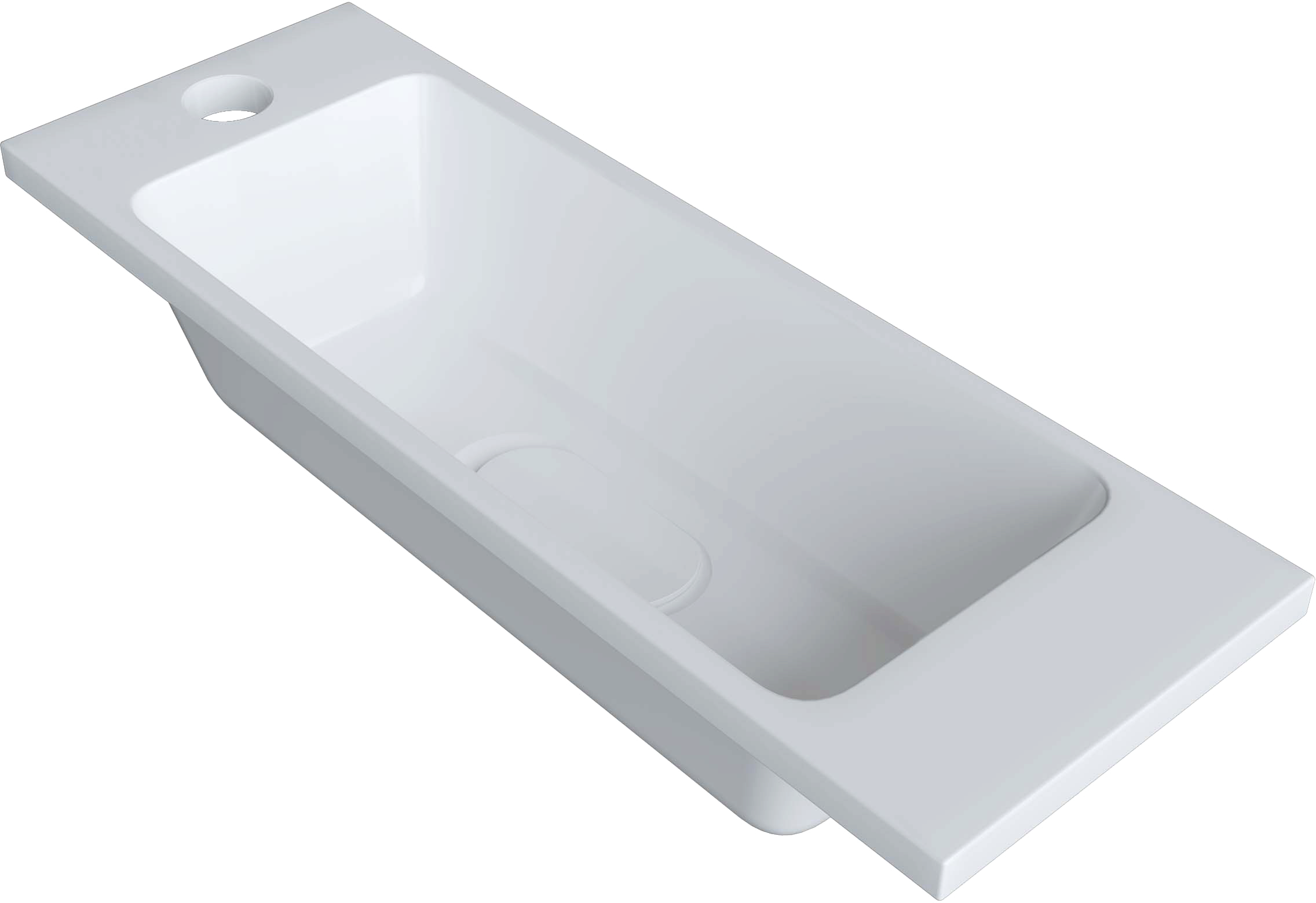 Мебельная раковина Madera Modul 60 накладная, глянцевая белая, прямоугольная, искусственный мрамор