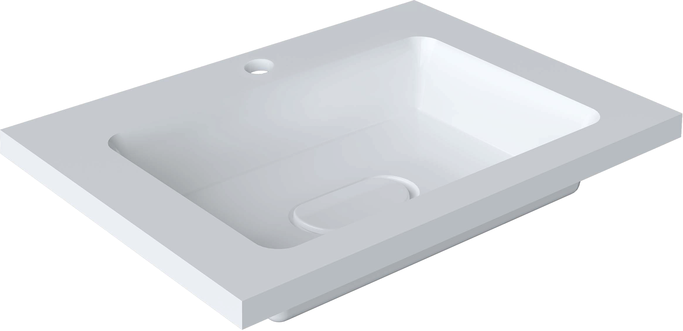 Мебельная раковина Madera Modul 62 накладная, глянцевая белая, прямоугольная, искусственный мрамор