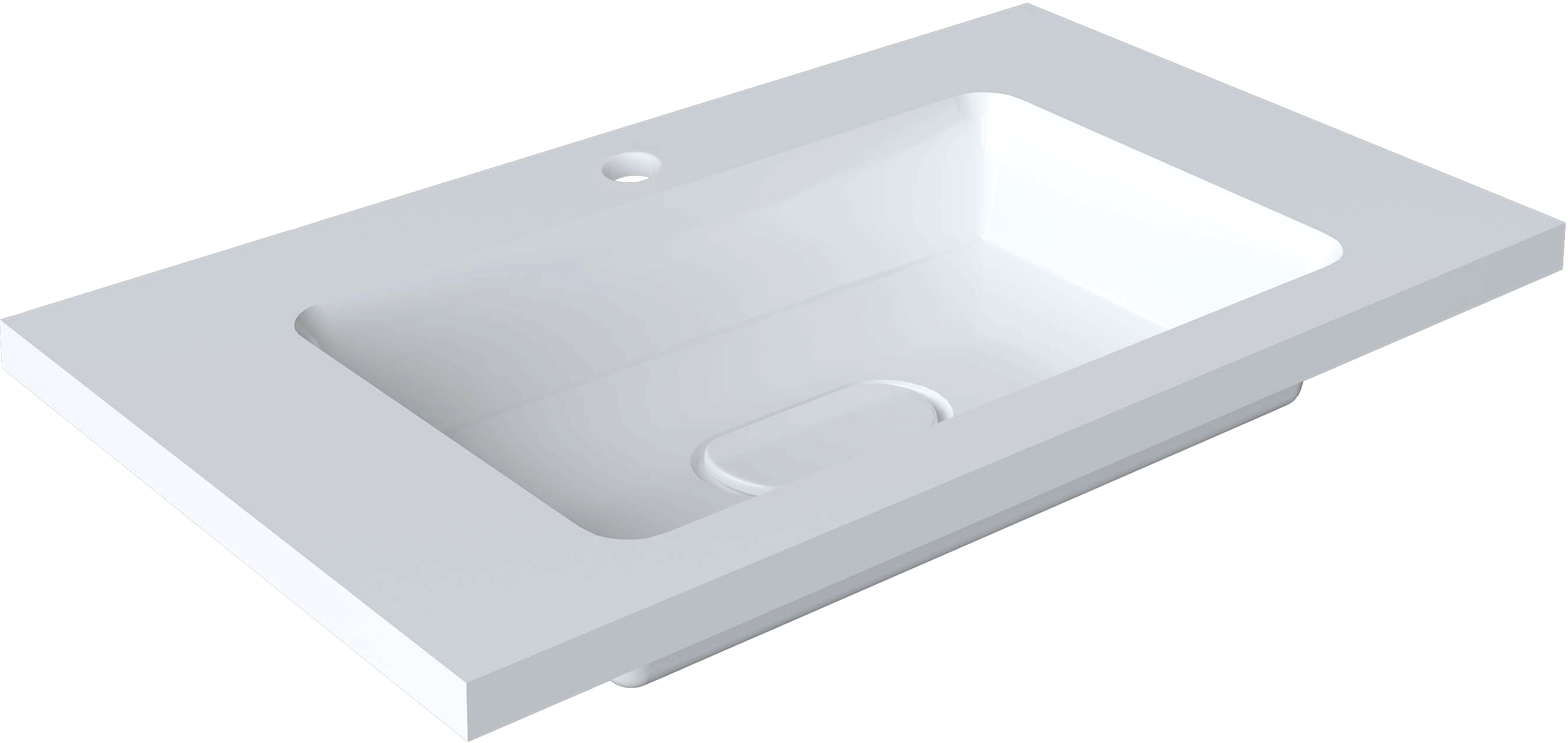 Мебельная раковина Madera Modul 77 накладная, глянцевая белая, прямоугольная, искусственный мрамор