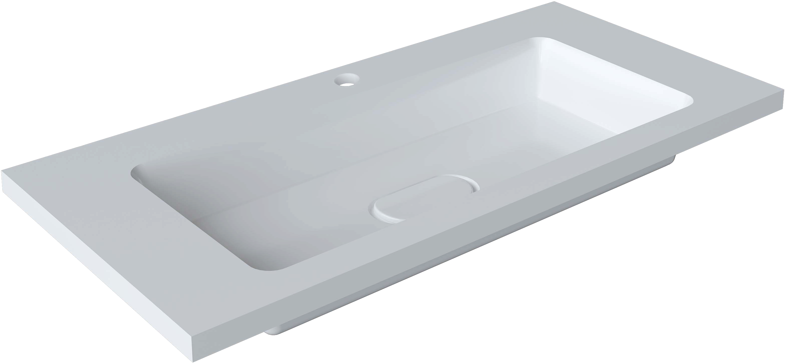 Мебельная раковина Madera Modul 97 накладная, глянцевая белая, прямоугольная, искусственный мрамор