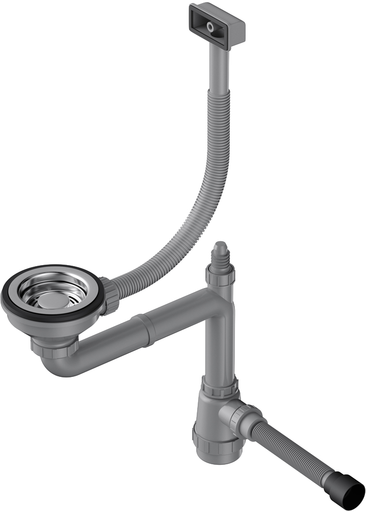 Сифон для мойки Omoikiri WK-1-S-IN 40 мм, бутылочный, сталь, нержавеющая сталь, с отводом для подключения бытовой техники