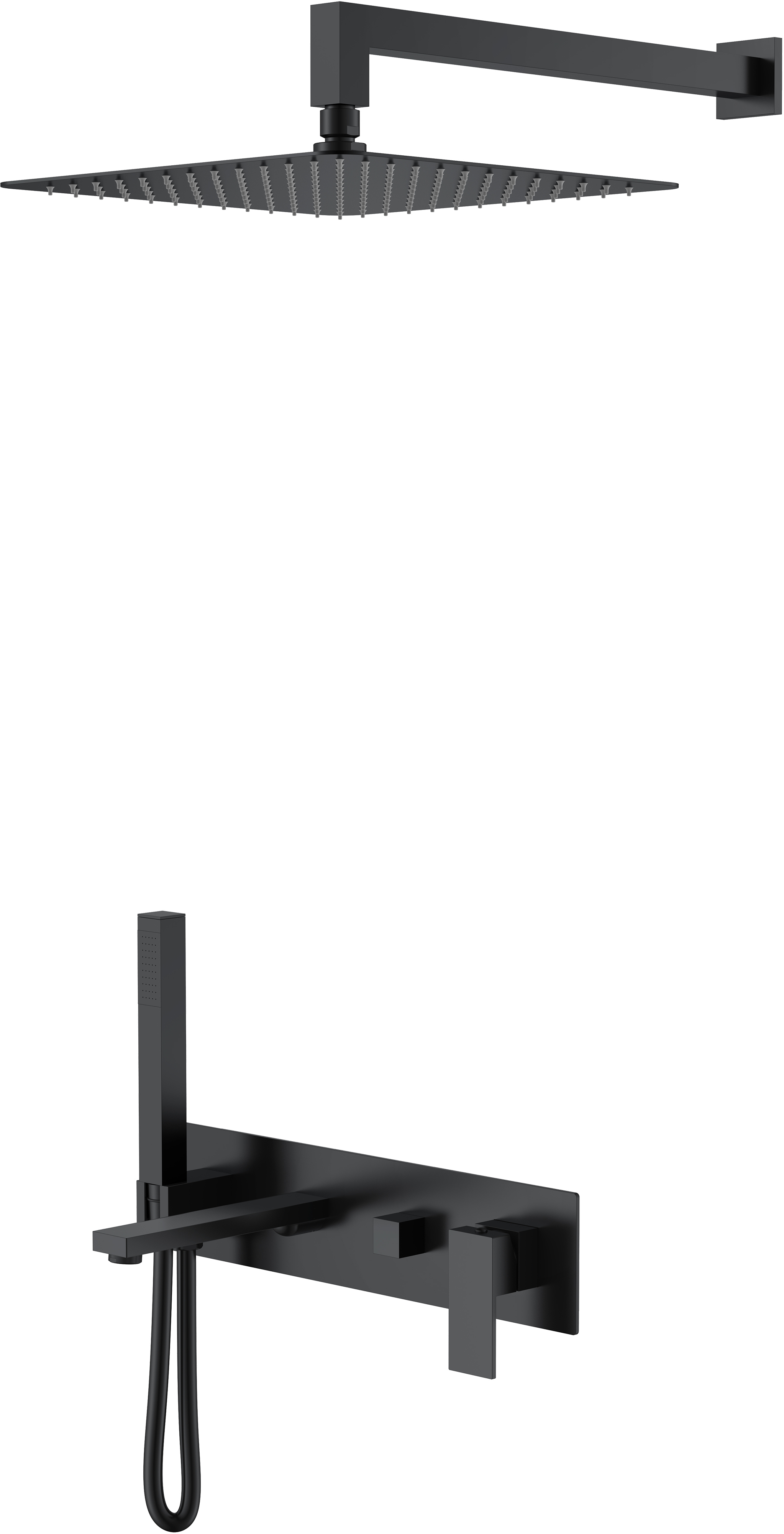 Душевой комплект Boheme Qubic 474-B С ВНУТРЕННЕЙ ЧАСТЬЮ, matt black