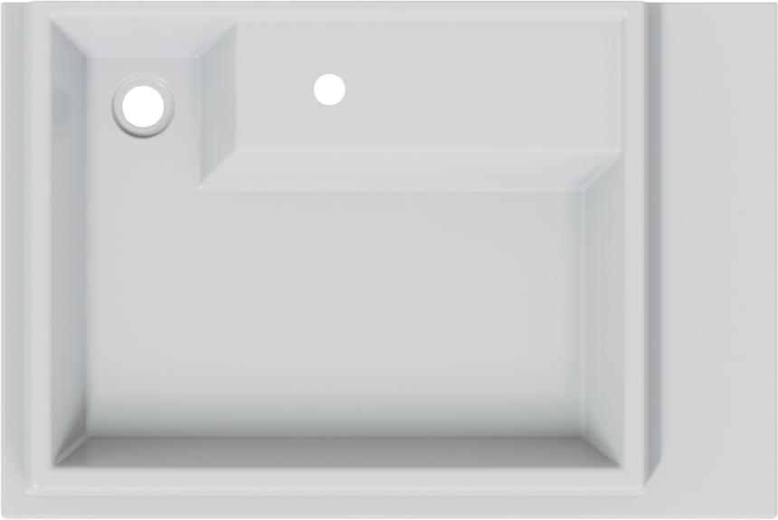 Раковина над стиральной машиной СаНта Юпитер 75 L глянцевая белая, прямоугольная, искусственный камень, со столешницей справа