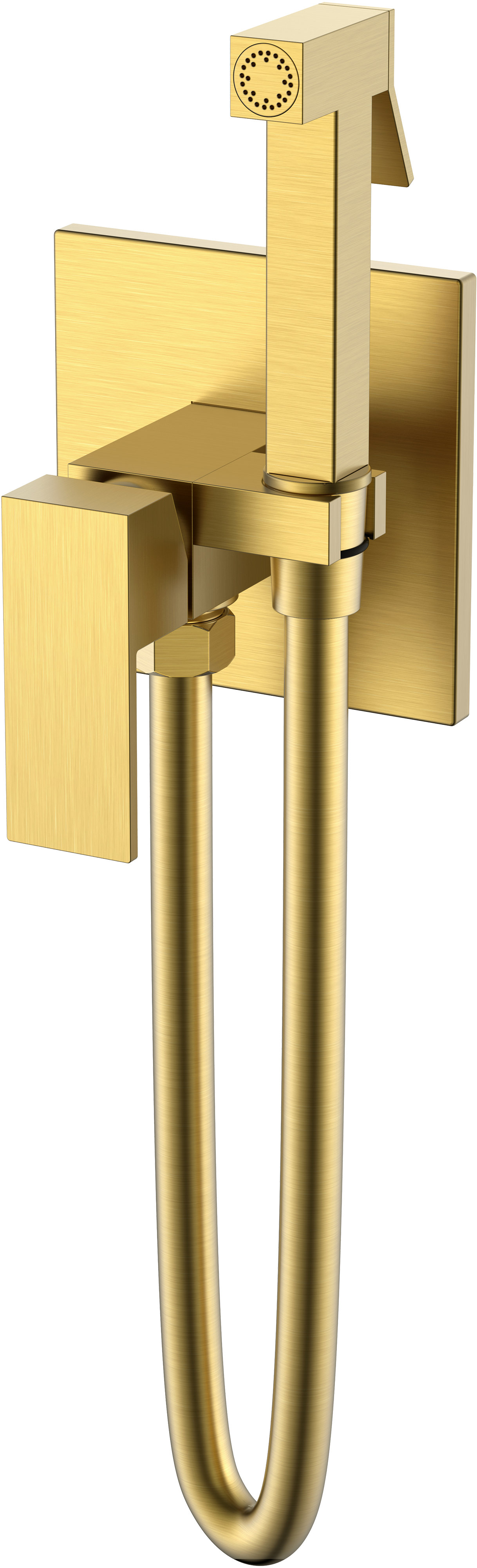 Гигиенический душ Boheme Qubic 477-MG со смесителем, С ВНУТРЕННЕЙ ЧАСТЬЮ, matt gold