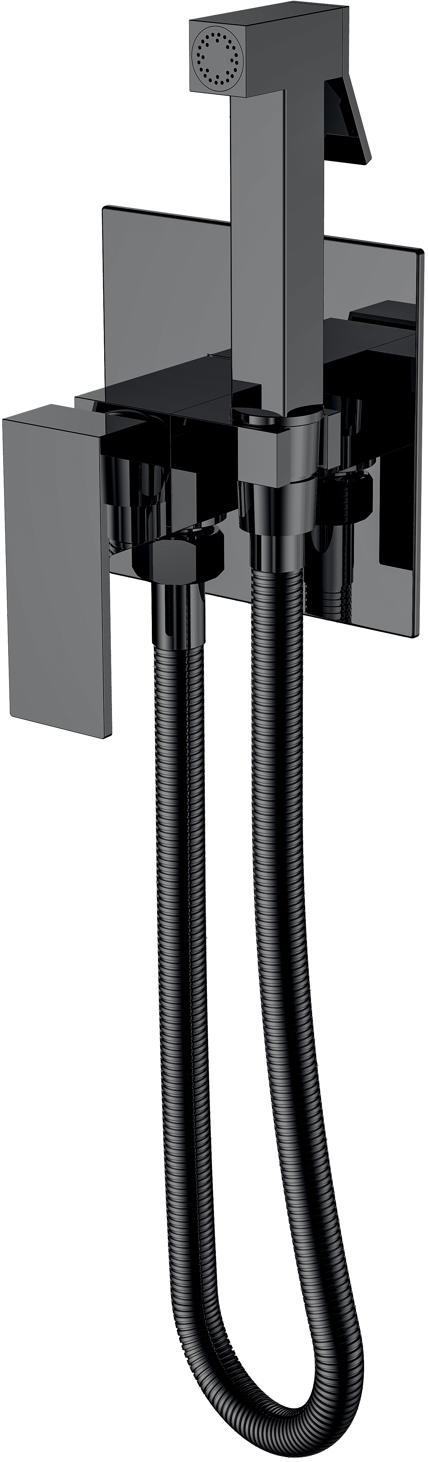 Гигиенический душ Boheme Qubic 477-SGM со смесителем, С ВНУТРЕННЕЙ ЧАСТЬЮ, shinny gun metal