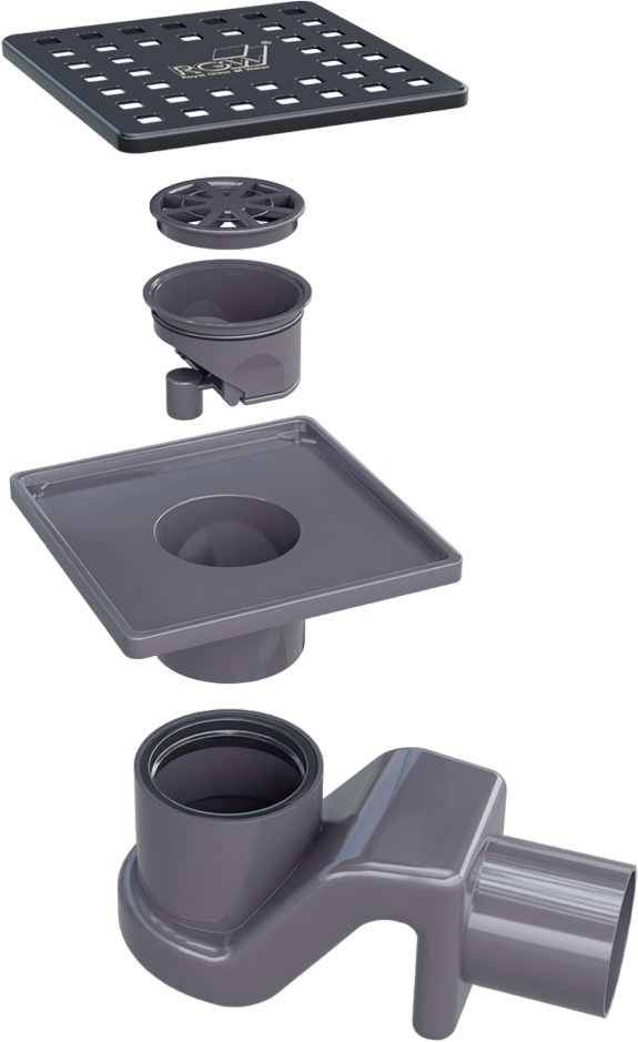 Душевой трап RGW Shower Drain SDR-14 10x10, в пол, черный, с сифоном