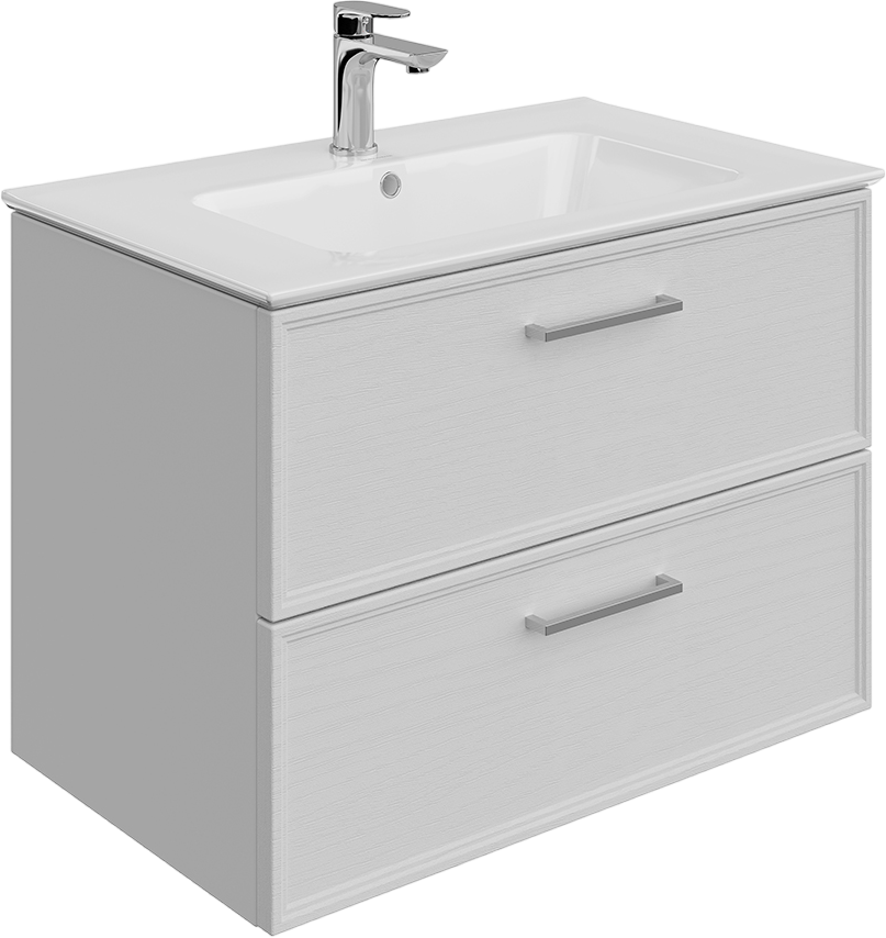 Тумба с раковиной KERAMA MARAZZI Piano Classic 75 подвесная, ясень белый матовый