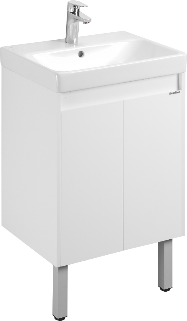 Тумба под раковину без столешницы AQUATON Сканди 55 белая глянцевая, белая матовая