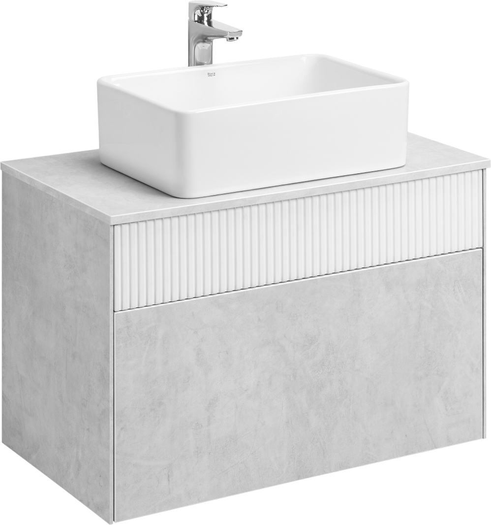 Тумба с раковиной AQUATON Марбл 80 слэйт, белая матовая, раковина 32700B000