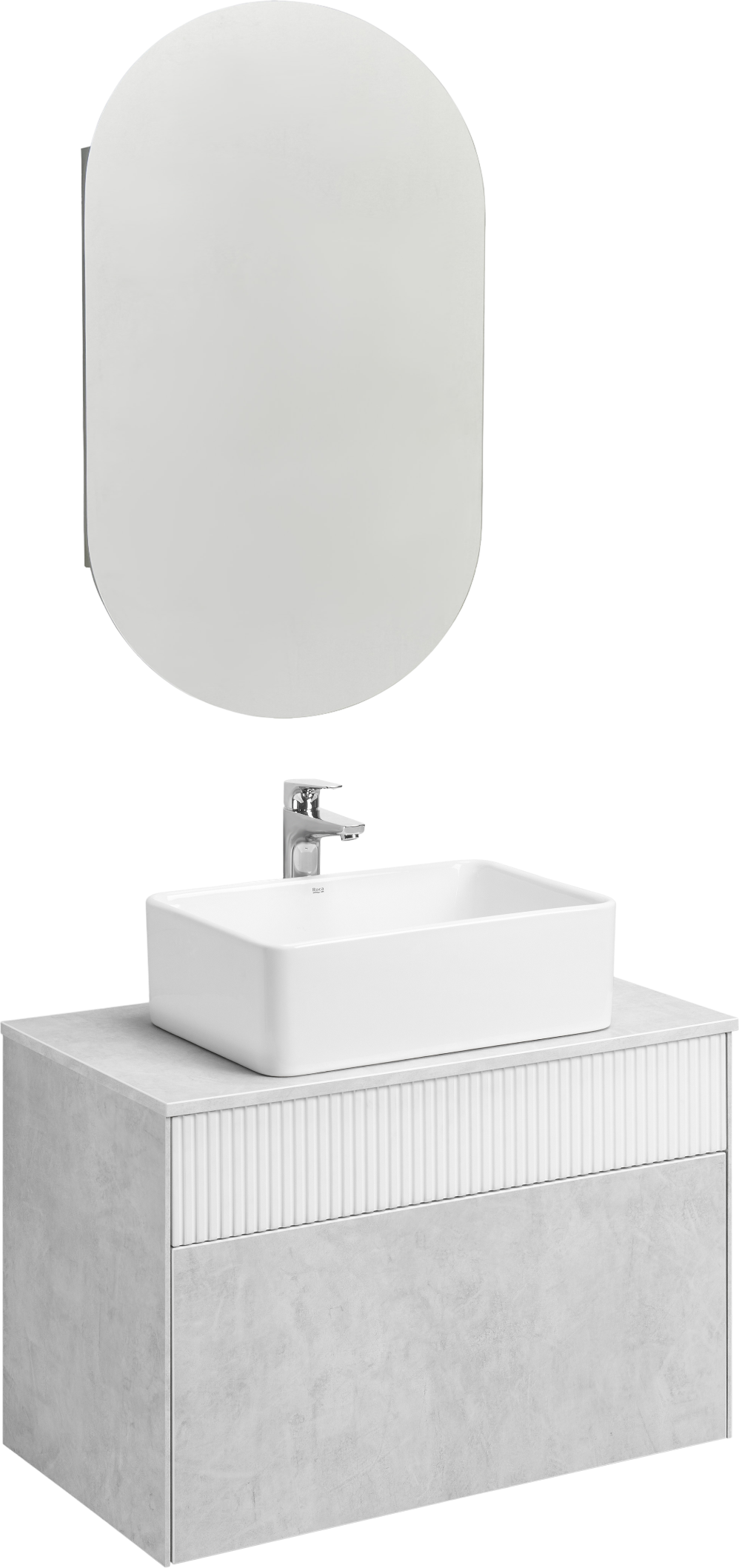 Мебель для ванной комнаты AQUATON Марбл 80 слэйт, белая матовая, раковина 32700B000