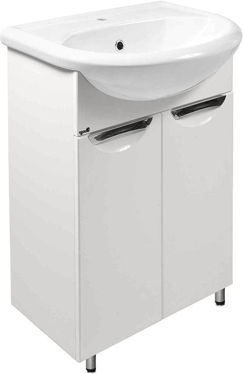 Тумба под раковину без столешницы Emmy Милли 55 белая глянцевая