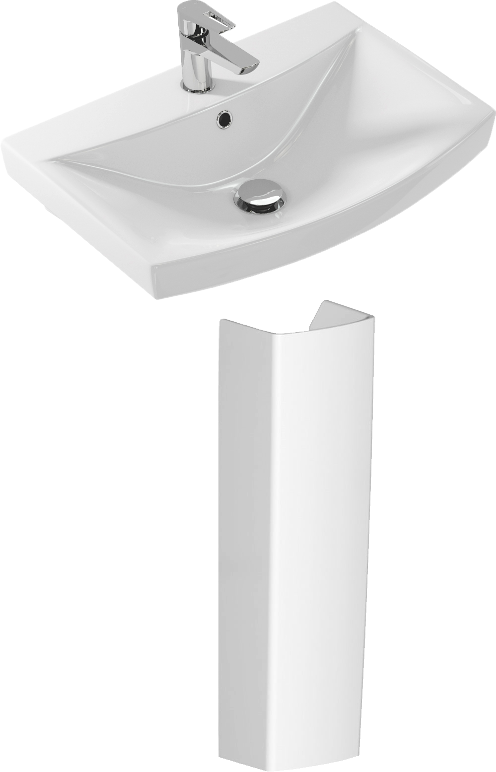 Раковина Cersanit Carina 55 прямоугольная, с пьедесталом