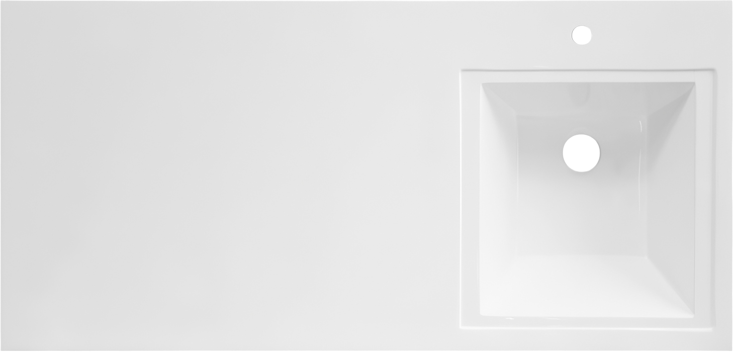 Раковина над стиральной машиной ESTETUS Даллас 100 R глянцевая белая, прямоугольная, искусственный камень, со столешницей слева, с кронштейном