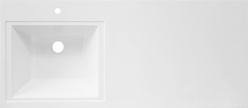 Раковина над стиральной машиной ESTETUS Даллас 110 L глянцевая белая, прямоугольная, искусственный камень, со столешницей справа, с кронштейном