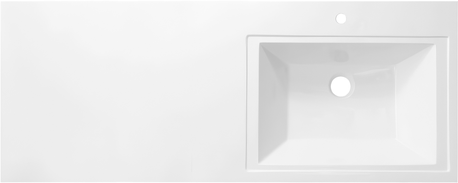 Раковина над стиральной машиной ESTETUS Даллас 120 R глянцевая белая, прямоугольная, искусственный камень, со столешницей слева, с кронштейном