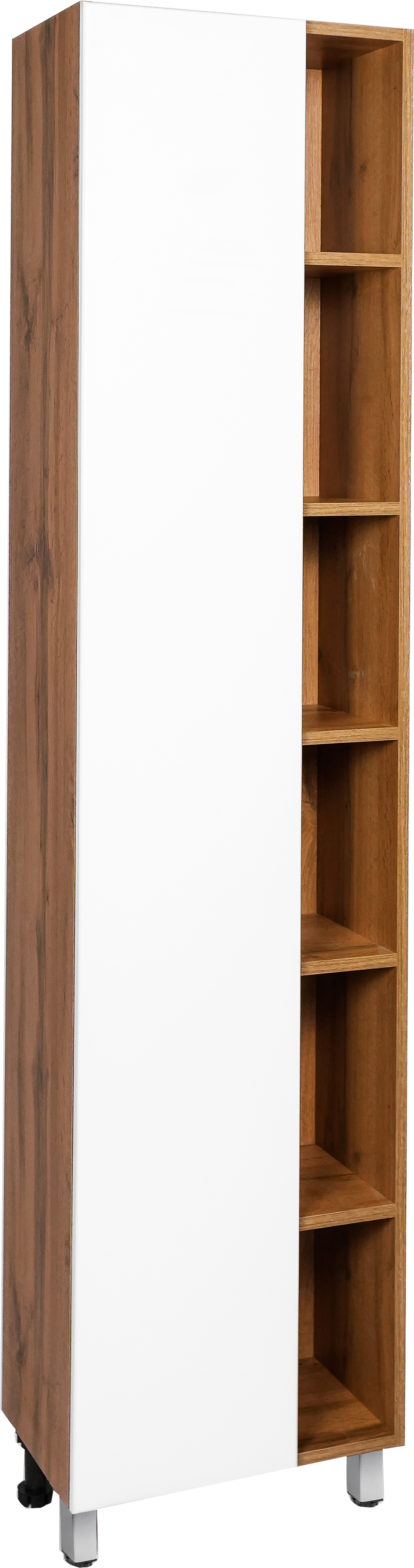 Шкаф-пенал для ванной VIANT Бостон напольный, дуб вотан, белый