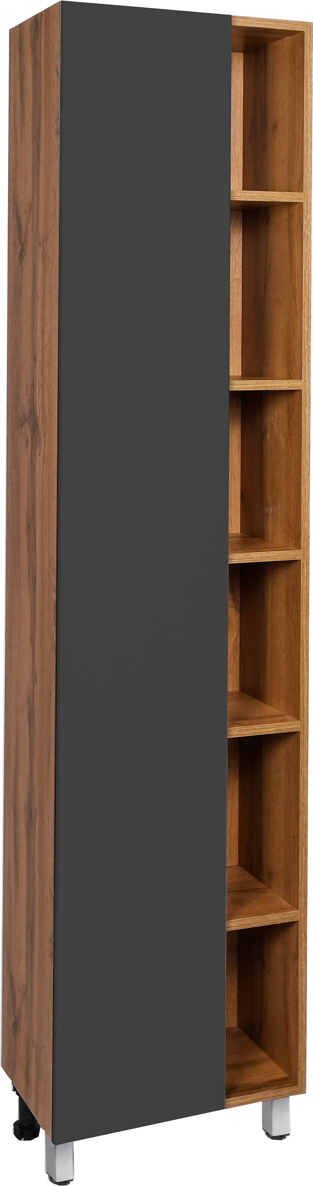 Шкаф-пенал для ванной VIANT Бостон напольный, дуб вотан, графит